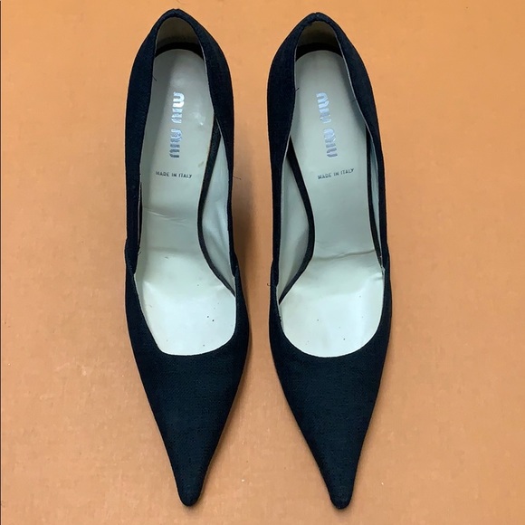 Miu Miu Black Canvas Heels - Picture 5 of 17